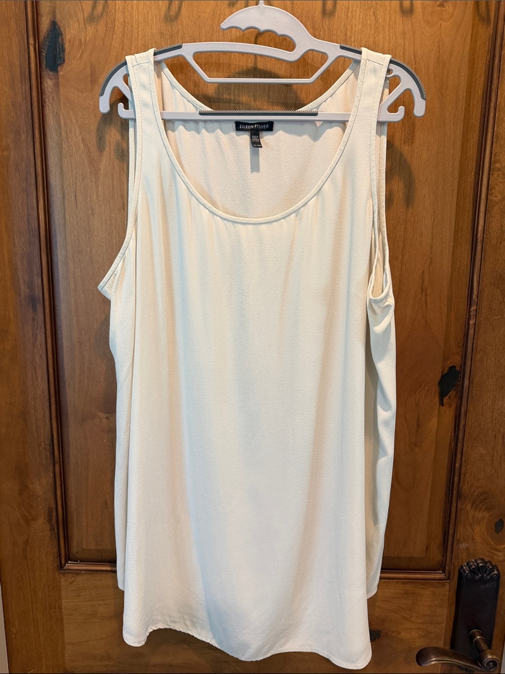 Eileen Fisher Silk Taupe Scoop Neck Sleeveless Tunic XL